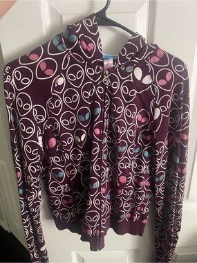 Y2K Pepe Jeans Alien Print Zip-Up Hoodie